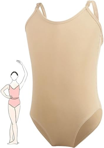 Holimaid Ballet Leotards for Girls Lightweight Breathable Adjustable Strap Comfortable Fitting Quick Dry Durable Dance Undergarment Nude Costume for Gymnastics and Dance Activities (NUDE, 3-5 Years)