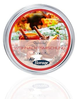 Florage – Lufterfrischer WEIHNACHTSDUFT 50 Jahre Erfahrung als deutsche Duftmanufaktur, Festgel Duftdose, Duftbaum alternative bis zu 12 Wochen anhaltender Duft, Innenraum Autoduft, Wohnung