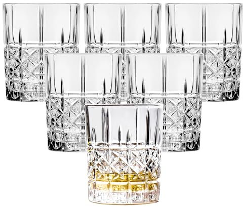 binsakao Whiskey Glasses - Premium 312 ml Scotch Glasses Set of 6 - Old Fashioned Whiskey Glasses - Scotch Bourbon Whiskey Tumblers - Bar Glassware for Bourbon Rum