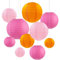 ZYOOO 10 Stück Orange Rosa Papierlaterne Lampion rund Lampenschirm (Set 4 Farben à 25cm, 20cm，15cm,10cm) Lampions Hochzeit,Gartenparty Deko,Bride to Be Deko,Herbst Deko