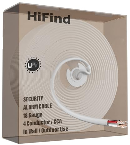 HiFind 18 Gauge 4 Conductor Low Voltage Wire 250 Ft, UV Resistant 18 AWG CL2 4 Colors Hook up DC Alarm Bell Wire, Flexible, Outdoor, Pull Box for LED, Security Systems, Speaker, Automotive, RGB Cable