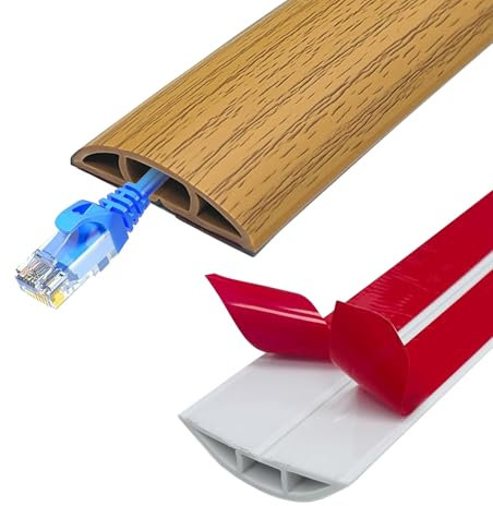 Self Adhesive Floor Cable Cover, PVC Cable Trunking Flexible Floor Cable Cover, Wire Covers For Cables, Cable Management Floor Cable Protector, Cable Tidy for Indoor Outdoor (Brown, 3m)