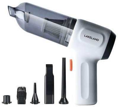 lakeland 3-in-1 Mini Vacuum Cleaner Strong suction cleaning, air dusting and blowing USB-C rechargeable battery and reusable filter Can be used for Pumping up Airbeds