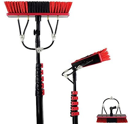 DRFGNF 10.8m Water Fed Telescopic Window Cleaning Pole with Squeegee Kit Extendable Long Reach Brush Tool
