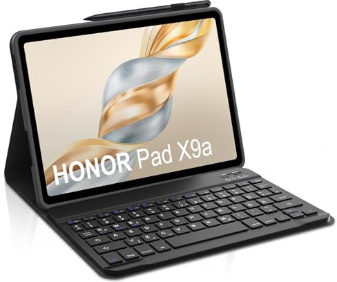 Occtingkind, Tastatur für Honor Pad X9a 11.5 Zoll, Hülle mit Tastatur für Honor Pad X9a 2025, Hülle mit Magnetische Abnehmbar Bluetooth Keyboard, Deutsches Layout QWERTZ, USB C, Schwarz