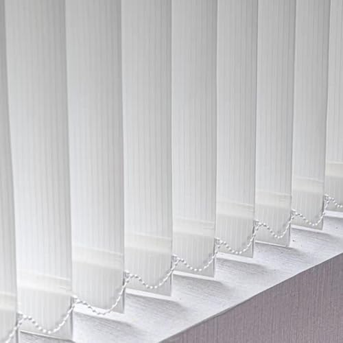 NIANXINN Verdunkelung Lamellenvorhang Weiß Vertikaljalousie,Lamellenbreite 98mm,Blickdicht lichtdurchlässig Tür Fenster Lamellen Rollo Schiebegardine,Anpassbar,Breite x Höhe (145cm x 270cm)