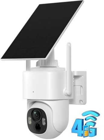 Woox 4G LTE Überwachungskamera Aussen Solar, 2K 3MP HD, 360° PTZ Outdoor Kamera Solar Akku ohne WLAN mit Farbnachtsicht, AI-Erkennung, Lokaler & Cloud-Speicher