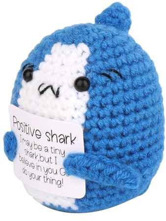 TOYMIS Gehäkelte Hai-Puppe, EIN Emotionales Aufmunterungsgeschenk EIN Handgefertigtes Aufmunterndes Meerestier-Geschenk für Frauen Männer und Kinder Geburtstagsdeko
