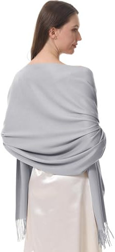 lifwimner Pashmina Schal Damen Festliche Stola für Abendkleid Tücher Schultertuch Geschenk für Winter Hochzeit Herbst Braut Party (Grau)