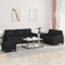 Snsowed 3-TLG. Sofagarnitur mit Kissen Schwarz Kunstleder, Sofa Mit Relaxfunktion, Couchgarnitur, Wohnzimmer Sofa, Couch, Sofa Set 3201423