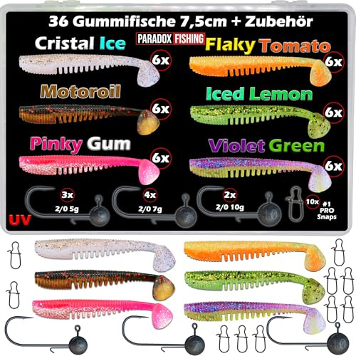 Paradox Fishing Gummifische 7,5cm 10cm 13cm - Zanderköder Gummifisch Zander Köder Gummifische Set Barschköder Barsch Köder - perfekt für Barsch und Zander
