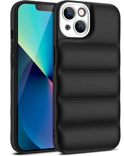 GXZJFC Daunenjacke-Handyhülle für iPhone 15 14 13 12 11 Pro XS Max XS XR 7 8 Plus The Puffer Case Weiche Silikonhülle, Schwarz, Für iPhone 13