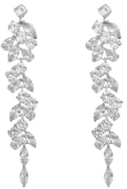LynixTrade Silver Dangle Earrings for Women, Rhinestone Tassel Design | Long chain crystal fringe with a lightweight chandelier look. Ideal for weddings, bridal parties, proms and evening wear