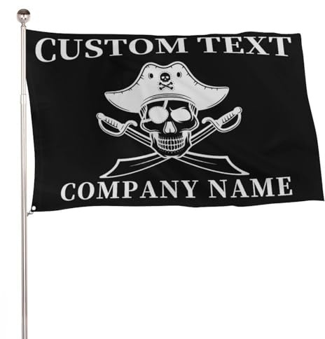 Drapeau de pirate personnalisé pour extérieur, jardin, cour, maison, terrasse, nom personnalisé tête de mort, bateau, bannière de fête à thème nautique, décoration extérieure, cadeau pour femme, homme