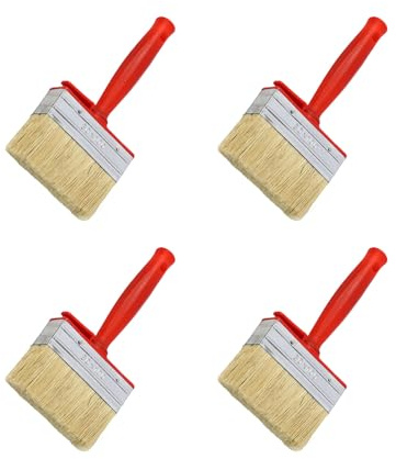 Lot de 4 applicateurs de peinture en poils naturels - Idéal pour les revêtements solvants, vernis, bois, huile sur murs et terrasses