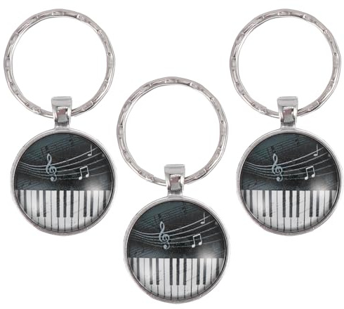 Garneck 3 Stück Klavier Schlüsselanhänger Metall Schwarz Kreativer Klaviertastatur Anhänger für Schlüssel Deko und Musiker Geschenk