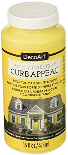 DecoArt Americana Décor Curb Appeal Door Jar Of Paint, Acrylic, Summer House Yellow, 7 x 7 x 15 cm