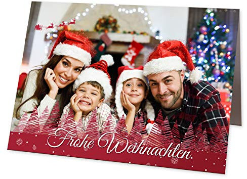 Partycards Weihnachtskarten mit Umschlägen im Set für Ihr Wunschbild – Personalisierte Weihnachtskarte mit Blanko-Innenseiten für Weihnachtsgrüße (DIN A5 – 8 Stück)