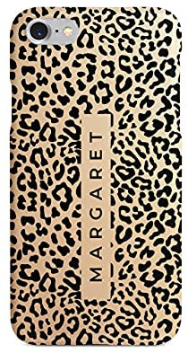Personalised Compatible with iPhone 7 Plus & 8 Plus Tirita Hard Case Cover PRINTED GLITTER, NOT REAL GLITTER Animal Print Gold Leopard Snake Skin Custom Initials Name Bling
