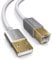 PAXO 2m Cable de nylon para la impresora USB, blanco, enchufe USB A a USB B, cable de carga, cable de datos, enchufe dorado