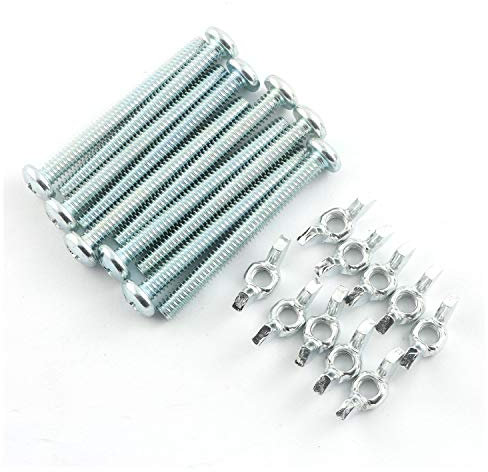 Juego de tornillos con tuerca de mariposa de acero al carbono chapado en zinc, 10 piezas de tuercas de ajuste de mano de 1/4-20 + 10 tornillos de cabeza Phillips de 1/4-20x2-1/2