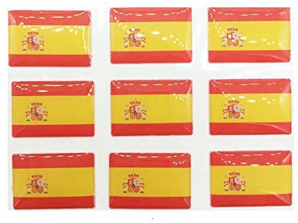 Pegatina de Resina Bandera España Rectangular 16x11mm 9 Uds