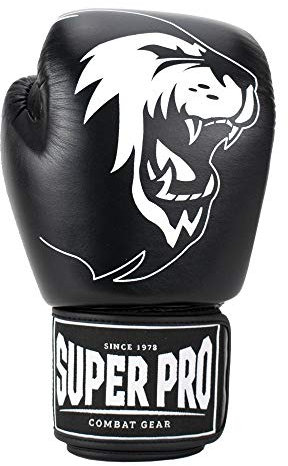 Super Pro Unisex – Erwachsene Warrior Boxhandschuhe, Schwarz/Weiß, 12 oz
