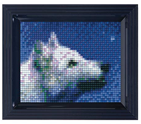 Pracht Creatives Hobby Pixel P31302 Mosaik Geschenkverpackung Wolf, Pixelbild mit Rahmen, kinderleichtes Stecksystem, ohne Bügeln und Kleben, Steinchen aus Biokunststoff