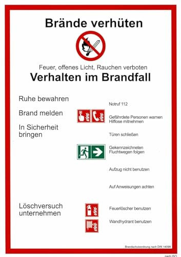 Aufkleber Brandschutzordnung BSO Verhalten im Brandfall Aufzug nicht benutzen DIN 14096 Aushang ISO 7010 made by MBS-SIGNS in Germany