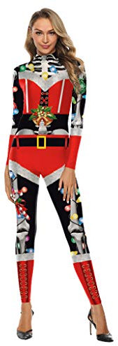 Lazzboy Store Karneval Kostüm Damen Halloween Cosplay Frauen Weihnachtskostüm Overalls Kleidungsstück Schauspiel Kleidung Bodysuit Hosen Leggings (Rot,S)