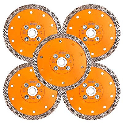 BGTEC 5 Stücke 125MM X Mesh Turbo Diamantklinge Schneidscheibe für mit Flansch M14 Fliesen Keramik Porzellan Marmor