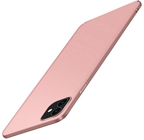 Emlivi Coque de protection rigide ultra fine pour Apple iPhone 12 Mini - Anti-chocs - En polycarbonate rigide mat - Anti-rayures - Bumper - Or rose
