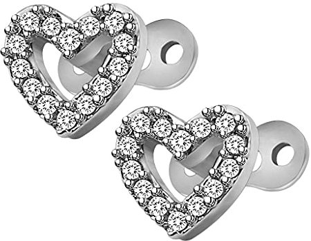 Colcolo 2 Stück Dermal Anker Oberteile Basis Titan Stahl Schmuck Schmuckstück, Dermal Anker in Herzform, Edelstahl mit Kleinen Strass Steinen