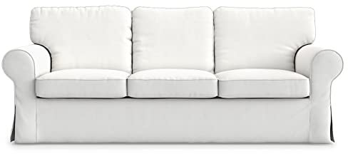 MASTERS OF COVERS Sofabezug für IKEA Ektorp 3-Sitzer, Weiß Sofa überzug Ektorp Couch überzug aus Baumwolle, Ektorp 3er Sofa Cover, 218x88x88cm