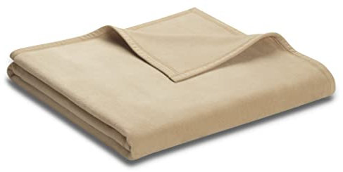 biederlack® flauschig-weiche Kuscheldecke aus Baumwolle & Polyacryl I Made in Germany I Öko-Tex Made in Green I nachhaltig produziert I einfarbige Wohndecke Cotton Uni - Beige I Decke in 150x200 cm