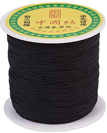 PandaHall Cordon en nylon tressé de soie pour fabrication de bracelets d'amitié, macramé, macramé, kumihimo, macramé, fabrication de bracelets d'amitié, noir (137 m x 0,5 mm)