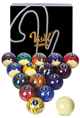 VSSAL Premium Pro Billardkugel-Set aus Kunstharz, Marmor, Wirbel-Stil, 5,4 cm, reguläre Größe, komplettes Set mit 16 Bällen (super langlebig, AAA-Qualität)