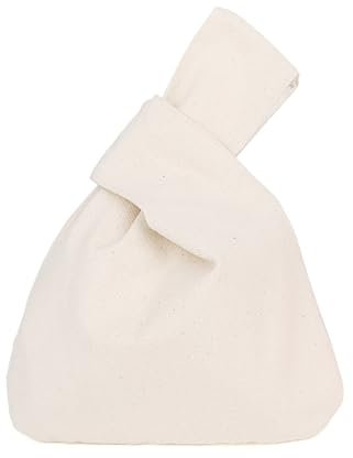 Muka Canvas Knot Wristlet Bag im Japanischen Stil Tasche Knot Handgelenktasche Abendtasche für Frauen- Naturfarbe