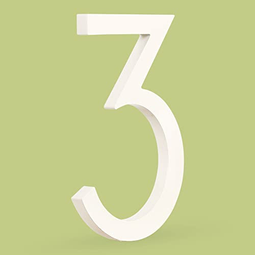 HASWARE Numero civico galleggiante 6 pollici (15 cm) Elegante porta numeri targa alfabeto Numeri indirizzo di casa (3, Bianco)