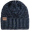KNIT FACTORY - Sally Mütze - Strickmütze für Damen und Herren - Beanie - Wintermütze mit Wolle - Robusten Look - Hochwertige Qualität - Jeans/Navy