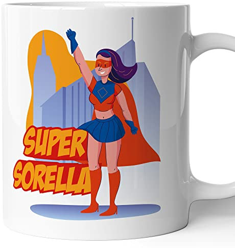 AL PRODUCTION Tazza Super Sorella - Super Famiglia -Idee Regali Divertenti e Originali -Tazze di caffè e Tè