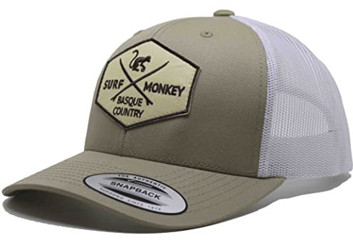 SURF MONKEY Trucker-Kappe 6P, gebogenes Visier, verstellbare Snapback-Kappe, niedriges Profil, Weiß, One size