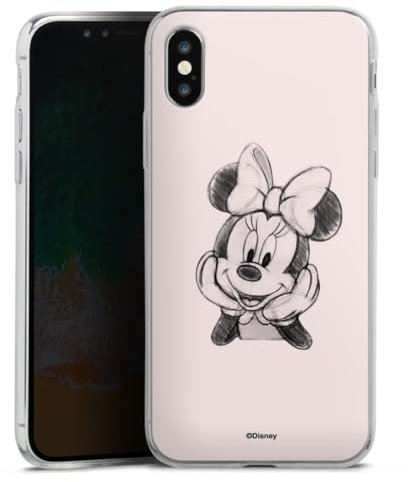 Custodia sottilissima compatibile con Apple iPhone Xs Custodia per cellulare di silicone trasparente Cover semplice Minnie Prodotto ufficiale su licenza Disney