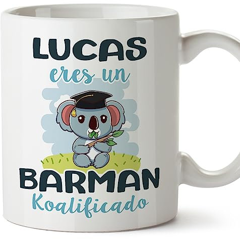 MUGFFINS Tazas Personalizadas para BARMAN - En Español - Koalificados Personalizados - 11 oz / 330 ml - Regalo Personalizable original y divertido