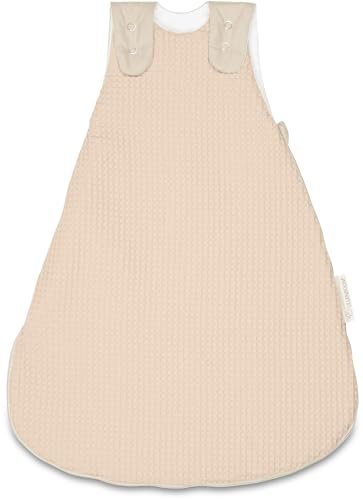 ULLENBOOM Schlafsack Baby 0-3 Monate, 56/62, OEKO-TEX Materialien, Waffelpiqué Sand (Made in EU), 2,5 TOG - Baby Schlafsack Neugeborene - Ganzjährig für Frühling, Herbst und Winter