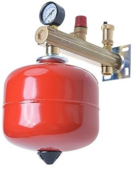 Aqbau® Set Membran Ausdehnungsgefäß 12 Liter für Heizung mit Sicherheitsgruppe Messing Druckausgleichsbehälter Ausgleichsbehälter Weiss Druckbehälter Membran Für geschlossene Kreislauf