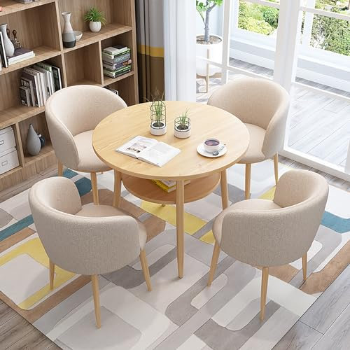 Moderner Esstisch Mit 4 Stühlen, Rund Konferenztisch Mit 4 Stühlen Kombination, Platzsparende Rezeption Tisch Und Stuhl, Büro-Empfangsraum-Clubtisch, KüChenmöBel Set FüR Die Familie ( Color : C )
