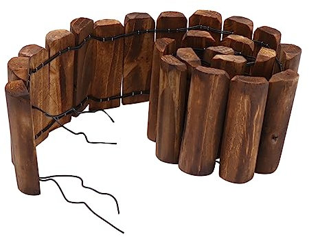 Kisangel Dekorativer Holz Gartenzaun aus Braunem Holz und Installieren als Trennzaun für Rasen und Steine im Garten