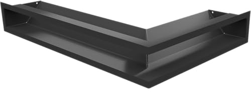 KRATKI Lüftungsgitter Warmluftgitter LUFT 9 x 60 cm schwarz Eck links | 45° Luftauslass, für Kaminbelüftung. Für Warmluftverteilung