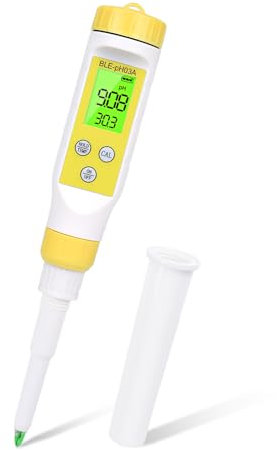 Homcoice Misuratore PH per Alimenti, Digitale Tester PH di puntura Versatile PH Meter ad Alta precisione con Display LCD retroilluminato e ATC per Alimenti, semisolidi, Terreni Morbidi e Acqua